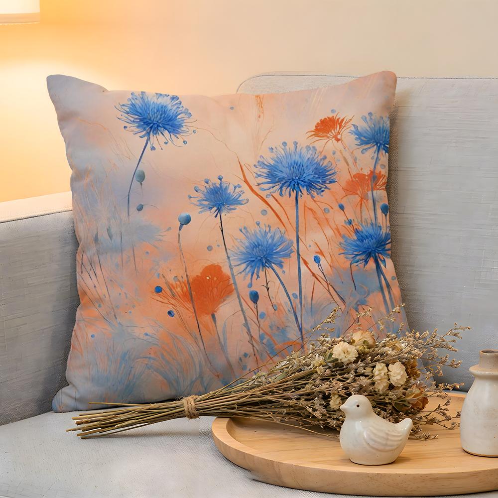 Cushion Cover  Linen  SkinFriendly Soft Decorative Case for Sofa Home Decor Cornflower Pillow Cover