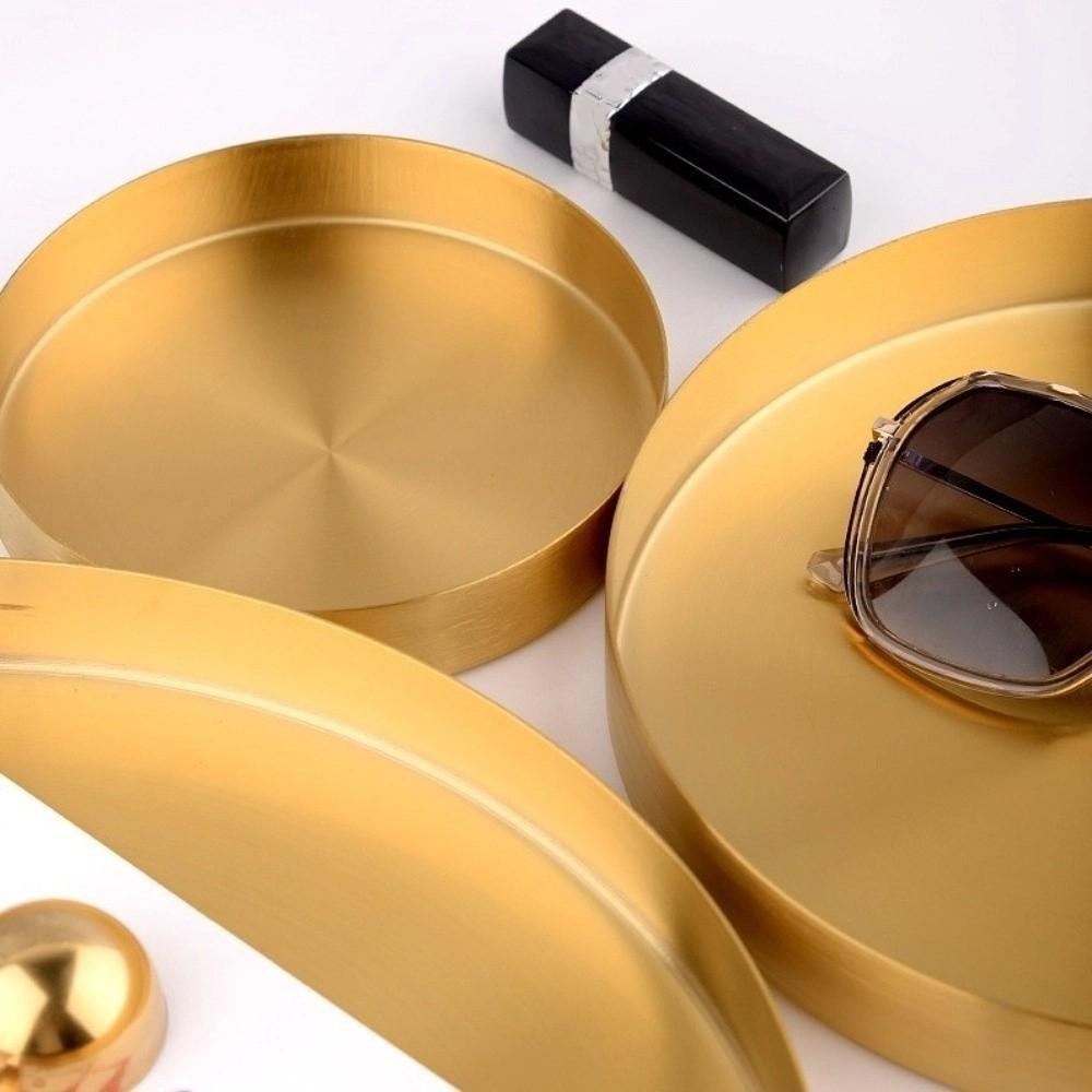 Stainless Steel Metal Decorative Trays 12.5/20/30cm Jewelry Display Plate  for Desktop