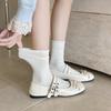Dui Dui Socks Women's Autumn and Winter Mid-calf Socks, Pure Cotton Grey Style, Trendy Spring and Summer Rolled-up Postpartum Socks, Long Socks
