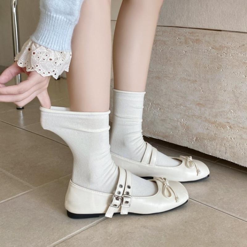 Dui Dui Socks Women's Autumn and Winter Mid-calf Socks, Pure Cotton Grey Style, Trendy Spring and Summer Rolled-up Postpartum Socks, Long Socks