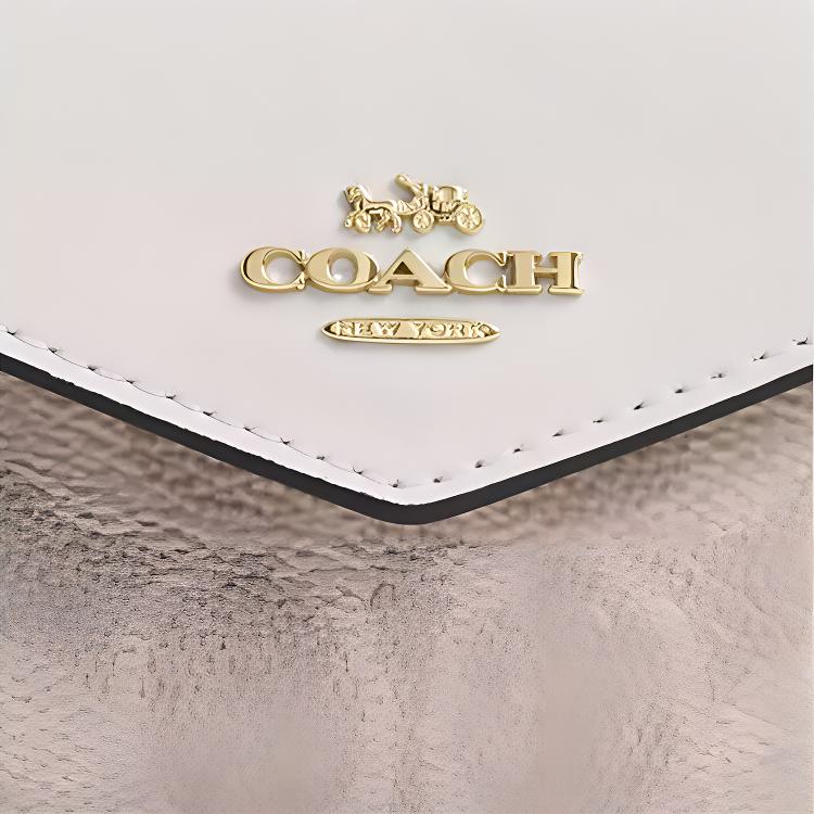 Coach Flap Card Case 10 Brand Logo Coated Canvas Card Holder Mini Women Card Holder Chalk-White CZ272-IMXDM