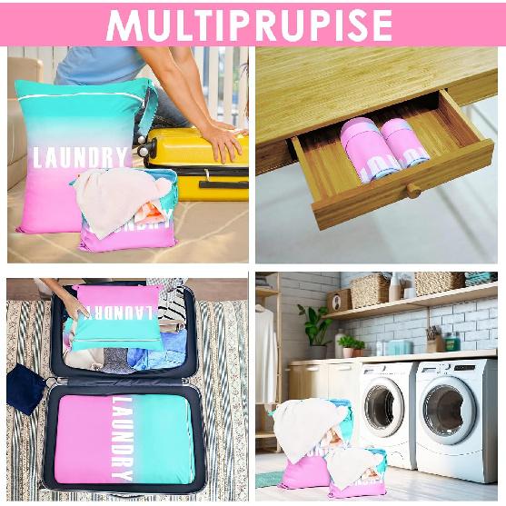 2 Pcs Large Travel Laundry Bags - Waterproof Wet Dry Bags for Gym Clothes, Swimming, Yoga