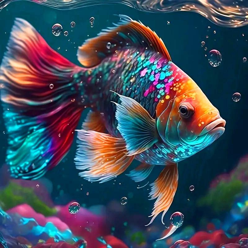 

Новинки Алмазная живопись Рыба 5d Сделай сам Мозаика Животное Картина из страз Украшение стены для дома Подарок ручной работы Round 50x50cm