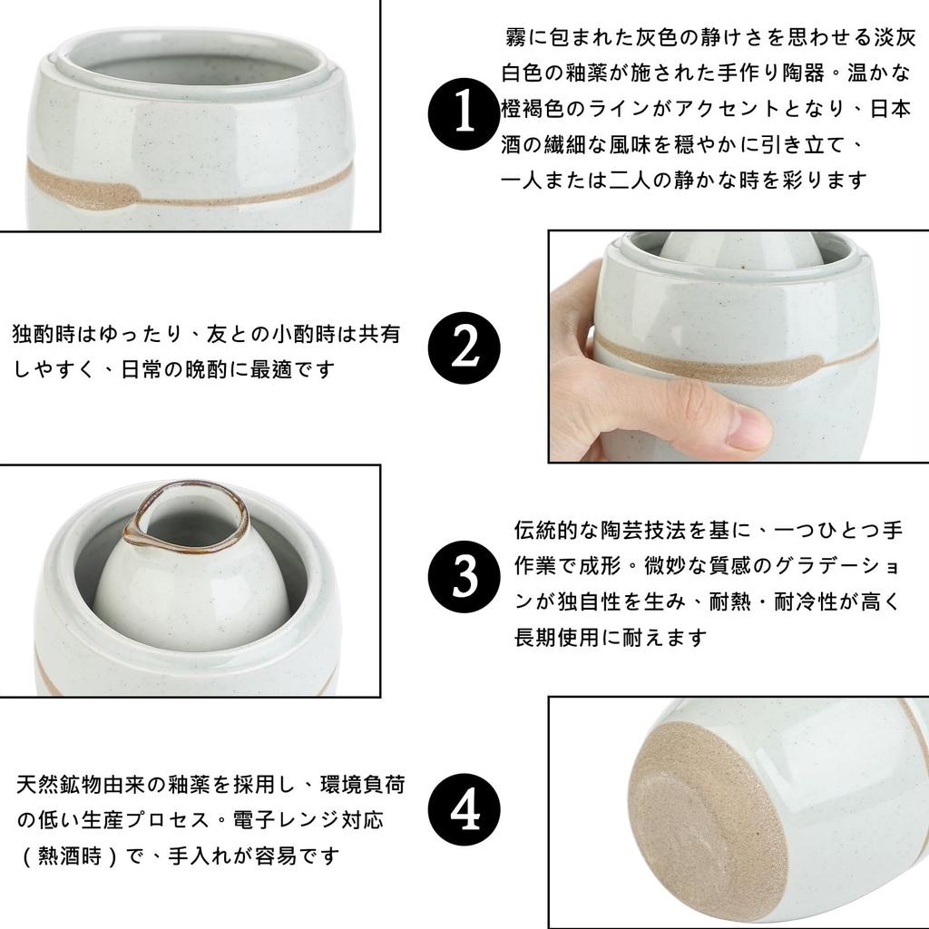 Sake and Hot Sake Set - Ceramic 5-Piece Set: 1 X 150ml Sake Carafe, 2 X 30ml Sake Cups, 1 X 350ml Sake Carafe, 1 X Sake Warmer, 1 X 70ml Lid. The Cara