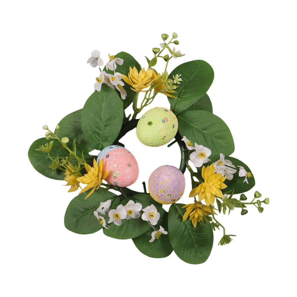 3D 20cm Easter Party Artificial Flower Desktop Decoration Candlestick Candle Wreath Arrangement Easter Egg Wreath