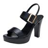 10cm Small Size 32-43 Sexy Genuine Leather Shoes Women's Thick Platform Sandals 2025 Block High Heels Sandals for Office Model