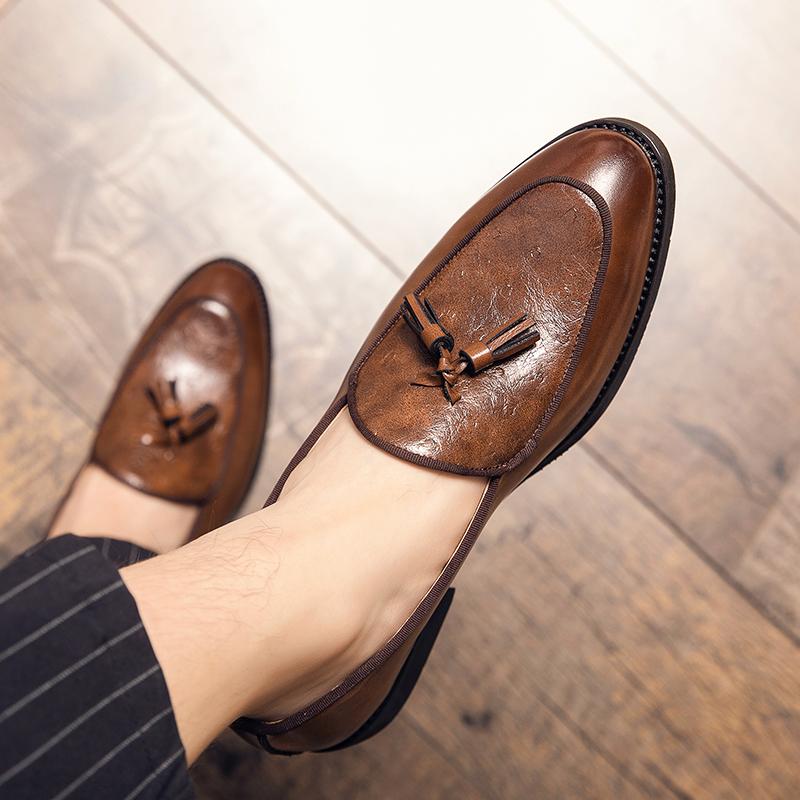 Men's pointed loafers Fashionable British style Wedding party outdoor leisure business walking flat bottomed men's shoes