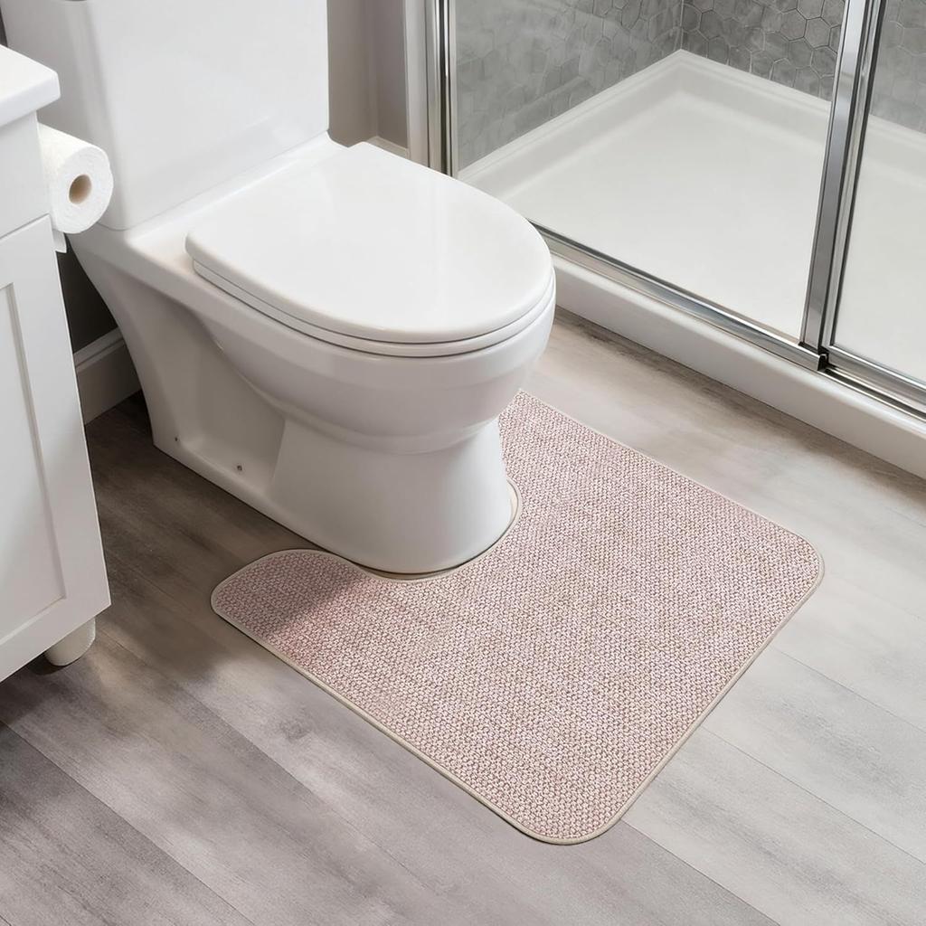Weaving Jacquard Bathroom Mat Anti Slip Rubber Bottom Absorbent Pad Easy To Clean Anti Slip and Dirt Resistant Toilet Cushion Home Bathroom Set