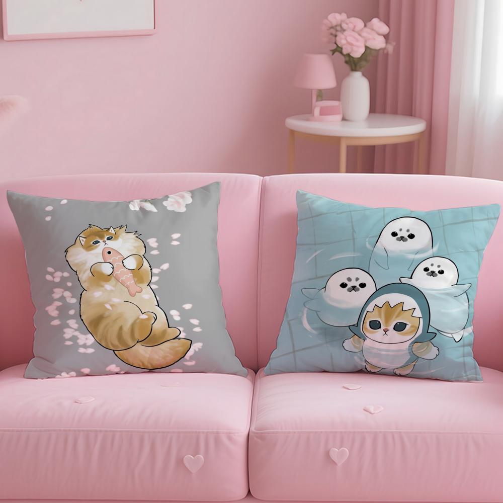 Luxury Cute Mofusand Cat Pillow Case Soft Plush Fabric Double-Sided Printed Cushion Cover Warm Winter Sofa Pillow Case