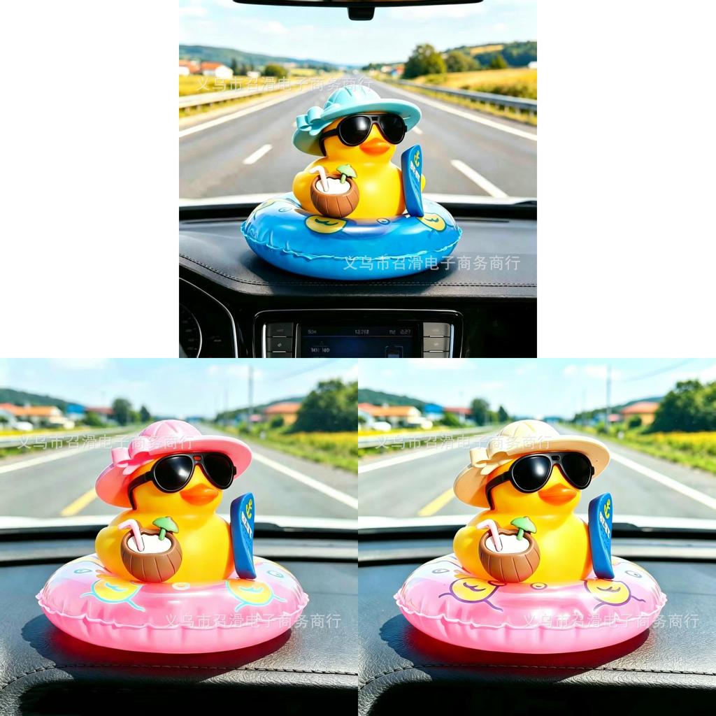 Plastic Cartoon Milk Tea Shop Little Yellow Duck Decor For Car Dashboard Display