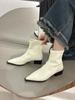 Fashion Women Pointed Ankle Boots Mid Heels Pointed Leather Sexy Chelsea Boots Trend Design Winter New Pumps Designer Short Botas Mujer