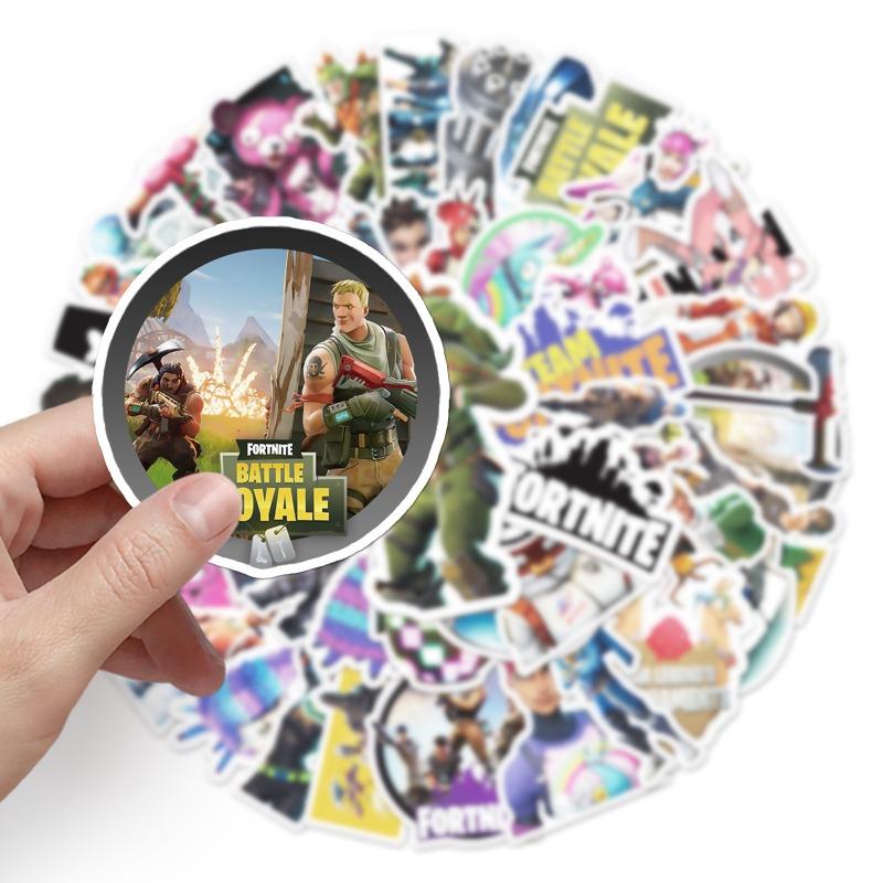 50pcs Fortnite Waterproof Sticker Graffiti Game Character Scooter Gaming Handbooks Computer Ornament Sticker Long Lasting