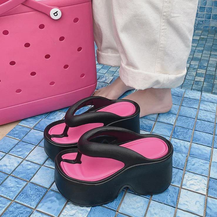 2025 EVA-Flip-Flops mit dicker Sohle für Damen: Rutschfeste, höhenverstärkende Sommer-Mode-Plateauschuhe