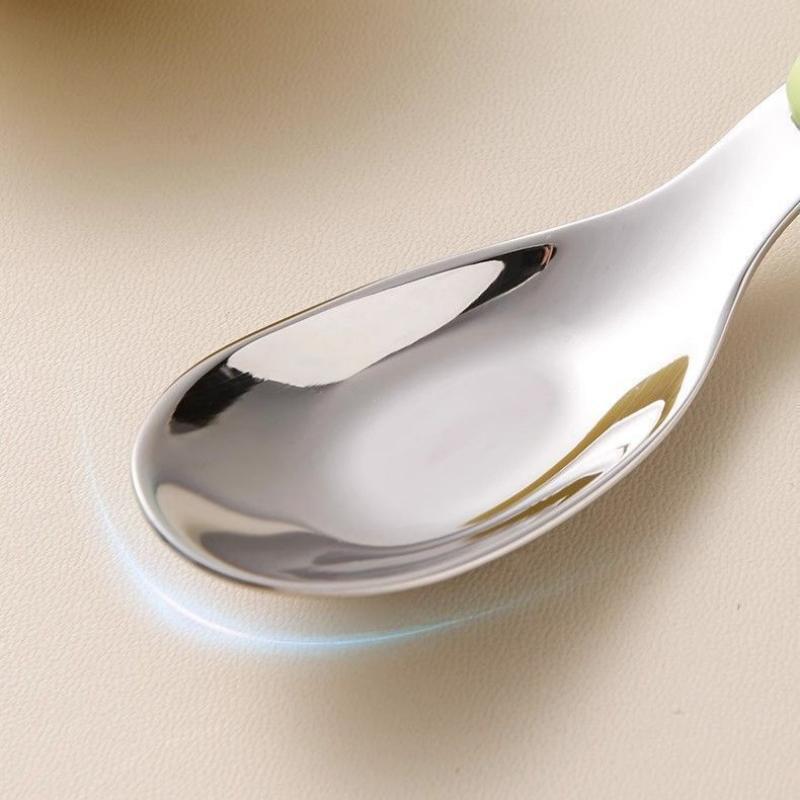 BPA Free Stainless Steel Baby Feeding Spoon Creative Flat Bottom Scoop Easy To Clean for Home Infant Feeding Use
