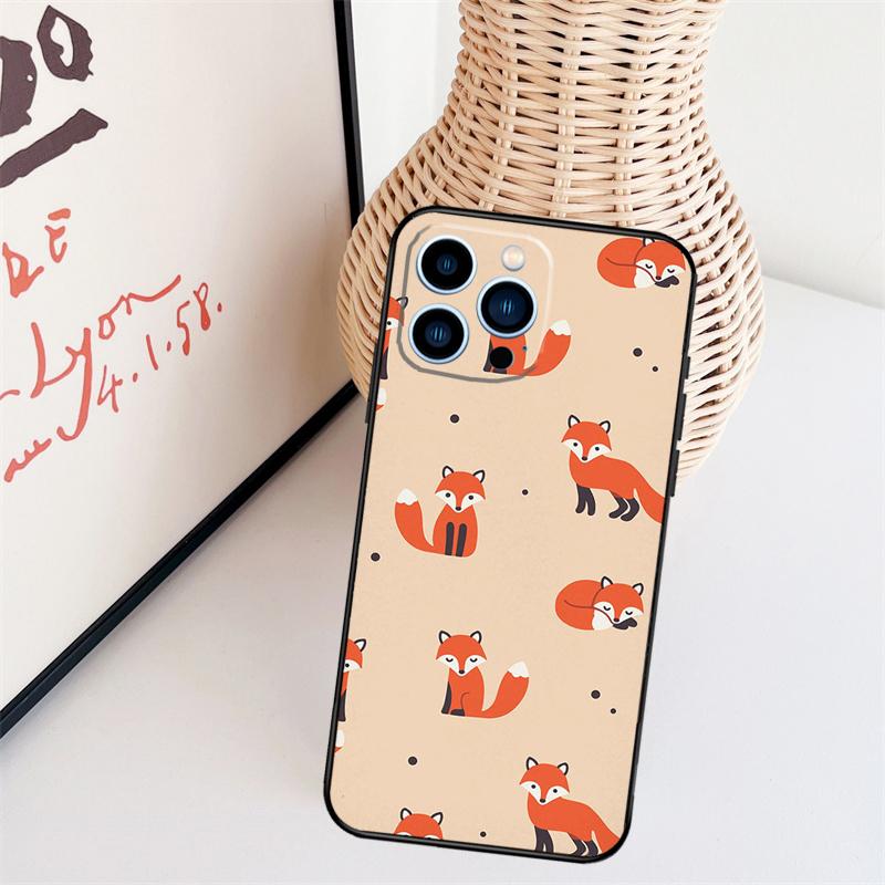 Cartoon Foxes Animal Phone Case For iPhone 16 Pro Max 14 13 12 11 15 17 Pro Max Mini 15 16 Plus 16e Back Cover