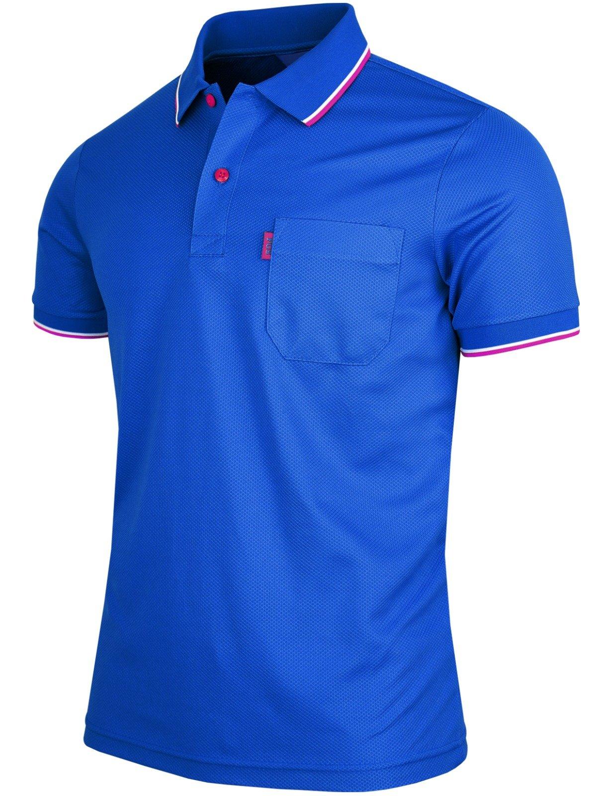 

BISIL POL Men s Dri-Fit Polo Shirt with One Chest Pocket, Short Sleeve, Blue, XXL