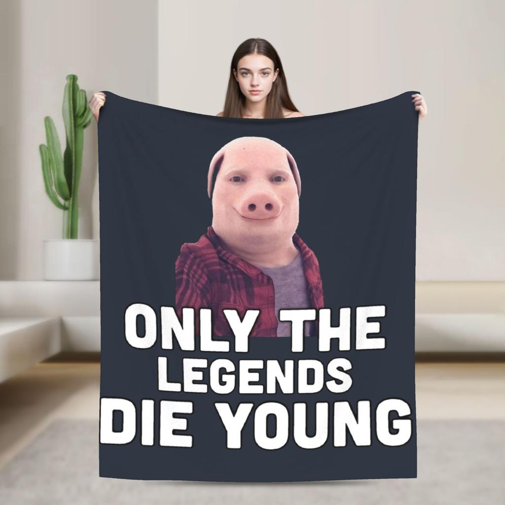 Funny John Pork Is Calling Answer Call Phone Blankets Flannel Printed Lightweight Thin Throw Blankets for Bed Travel Rug Piece