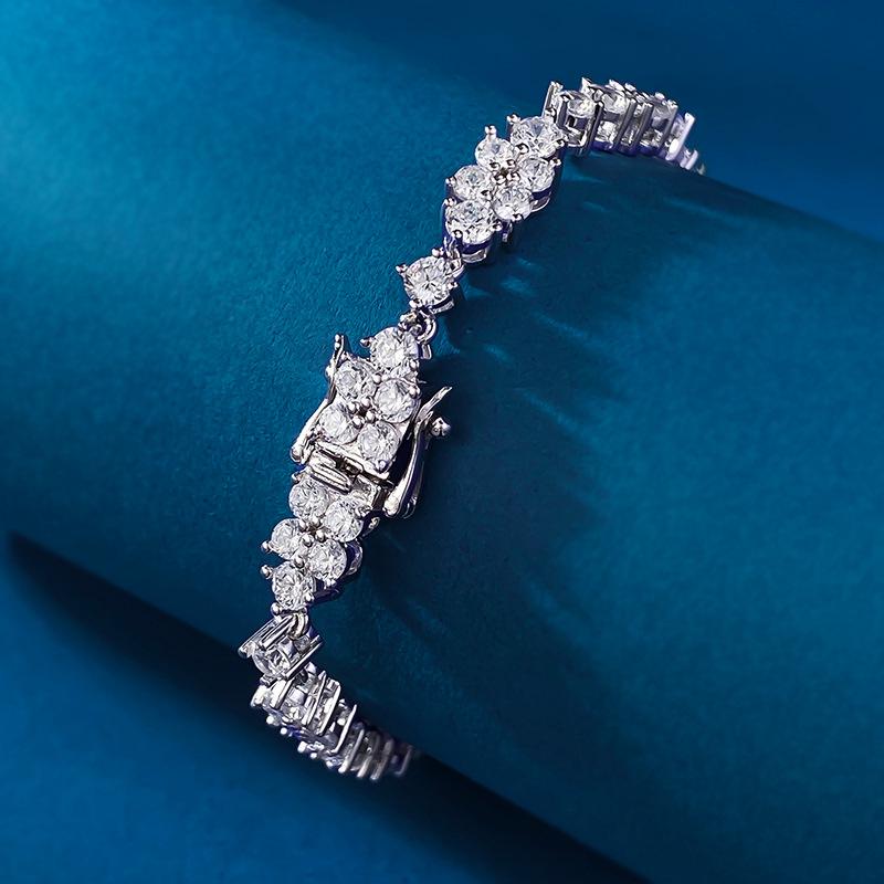 Luoxi Temple Jewelry 2024: Classic 925 Silver Full Diamond White Bracelet
