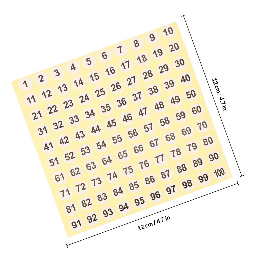 100Pcs Clear Number Stickers PVC Self-Adhesive Round Labels for DIY Handmade Crafts Gift Wrap Envelope Sealing Room Storage Tags