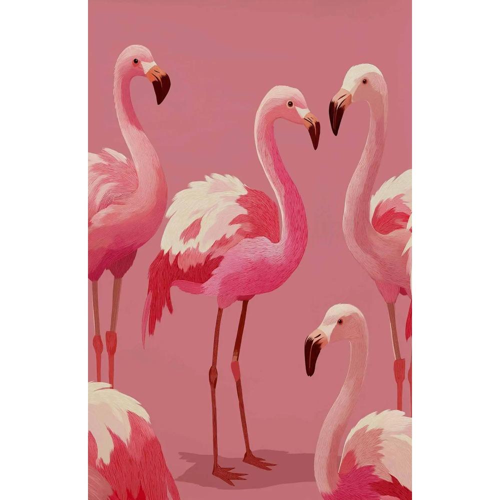 Colorful Vintage Flamingo Illustration Posters Natural Flowers Modern Prints Canvas Wall Art Pictures Home Living Room Decor