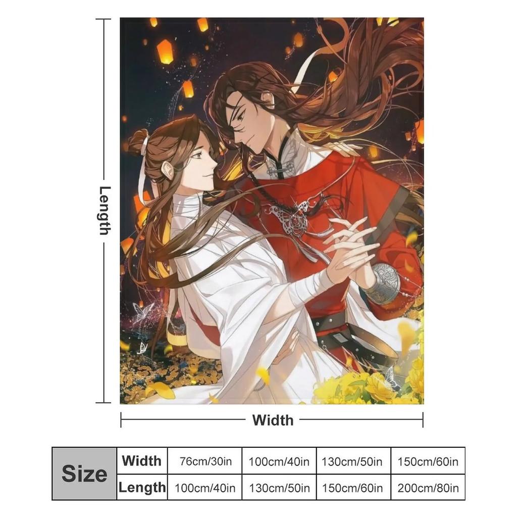Tian Guan Ci Fu Official Heaven's Blessing Kiss Throw Blanket Bed Fashionable Sleeping Bag Flannel Fabric Retros Blankets