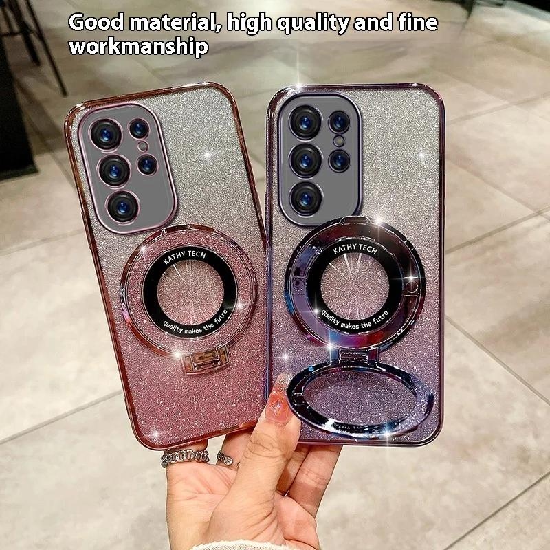 Luxury With Bracket Glitter Case For Samsung Galaxy S25 S24 S21 S22 S23 FE Ultra case For A36 A16 A56 A26 A15 Case Holder Cover