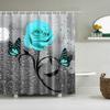 Tropical Green Plant Palm Leaves Bathroom Accessories Set Shower Curtain Bathroom Curtains Waterproof Polyester with Hooks