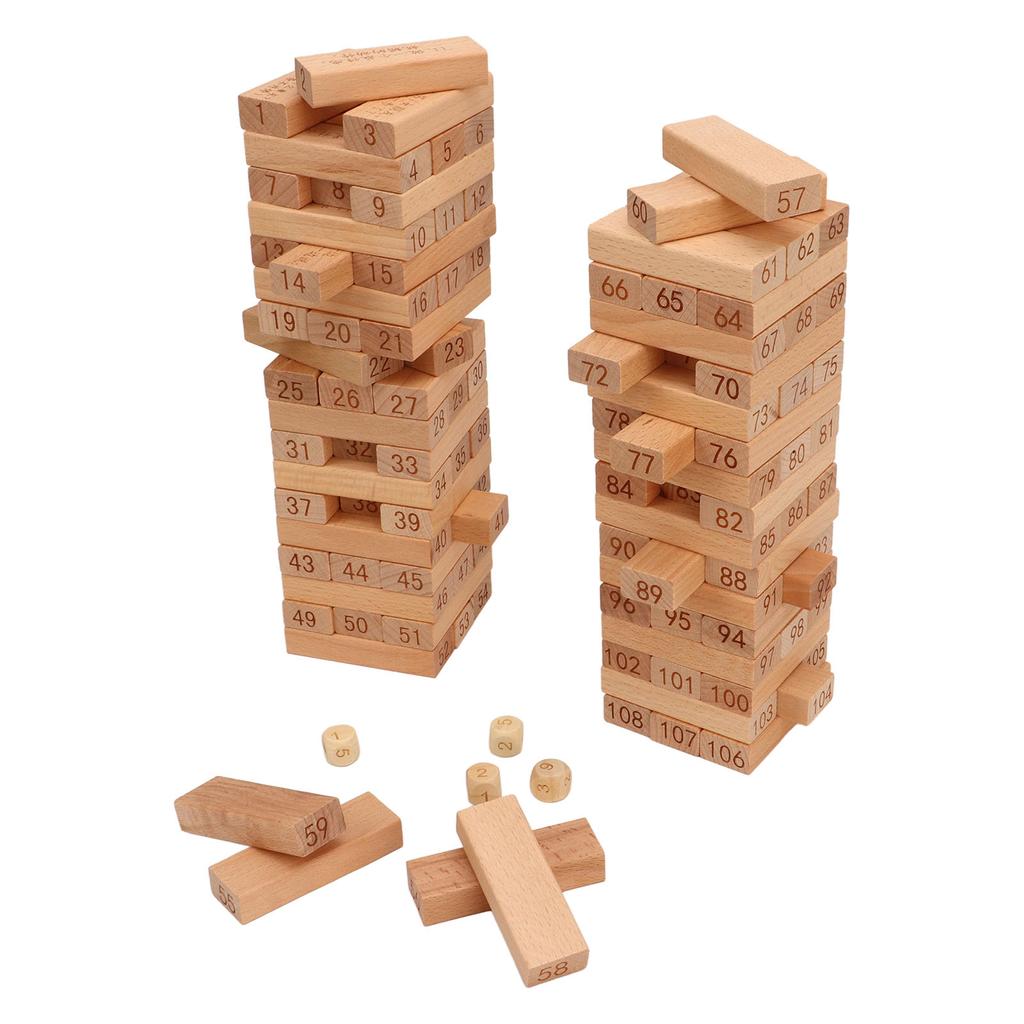Stacking Wooden Block Game Tumbling Stack Board Game for Over 3 Years Old Kids Family Adults