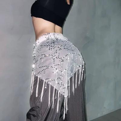 Fashion Sequins Belly Dance Belt Tassels Jazz Dance Dancer Skirt Street Dance Show Costumes Waist Chain for Thailand/India/Arab
