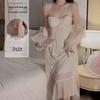 Gorgeous Backless Ice Silk Spaghetti Strap Dress with Padded Mesh Loungewear Set P3345