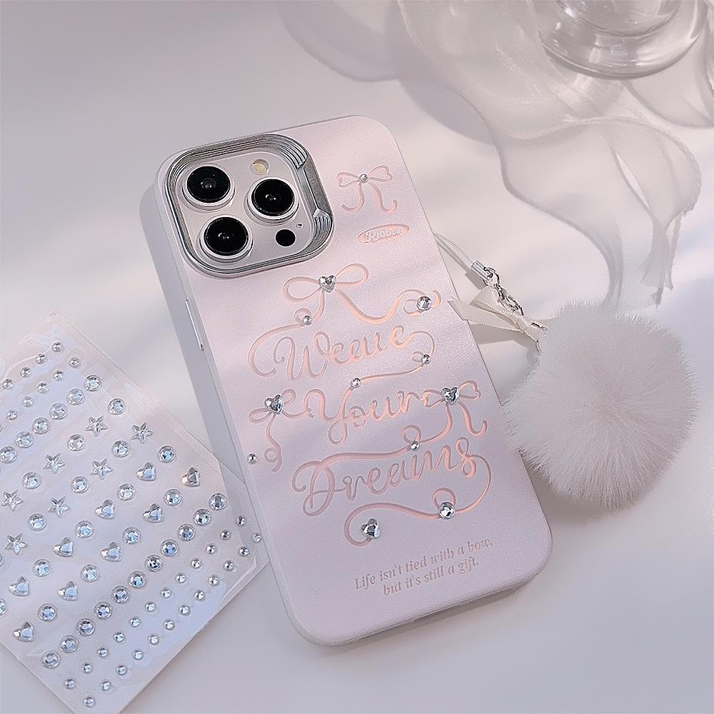 Adesivo Fai da Te Fiocco Rosa Adatto per Iphone15 Laser 14Pro Max Custodia per Telefono Cellulare Apple 16 Cordino 12