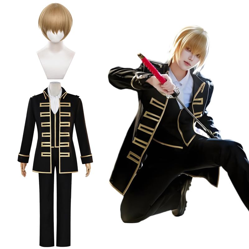 Gintama Okita Sougo Cosplay Shinsengumi with Gintama Hijikata Toushirou Kagura Adult Event Sougo Wig [Kamihei Ryohin] Costume, Uniform, Wig, Cosplay,