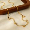 Ins Simple Round Zircon Tassel Flat Snake Chain Necklace Stainless Steel Electroplating 18K Gold Fashion Jewelry Women