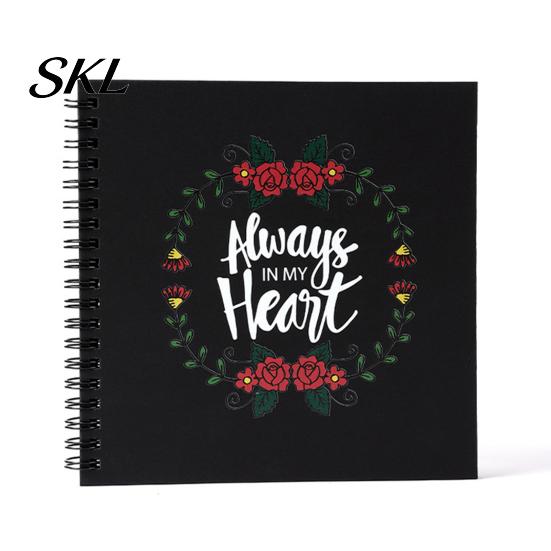 Family Photo Album Album, 6 Inch Cardboard with Black Paper Pages for DIY Memory Handmade Scrapbook Keeping, Portable Vintage Travel Celebrations,