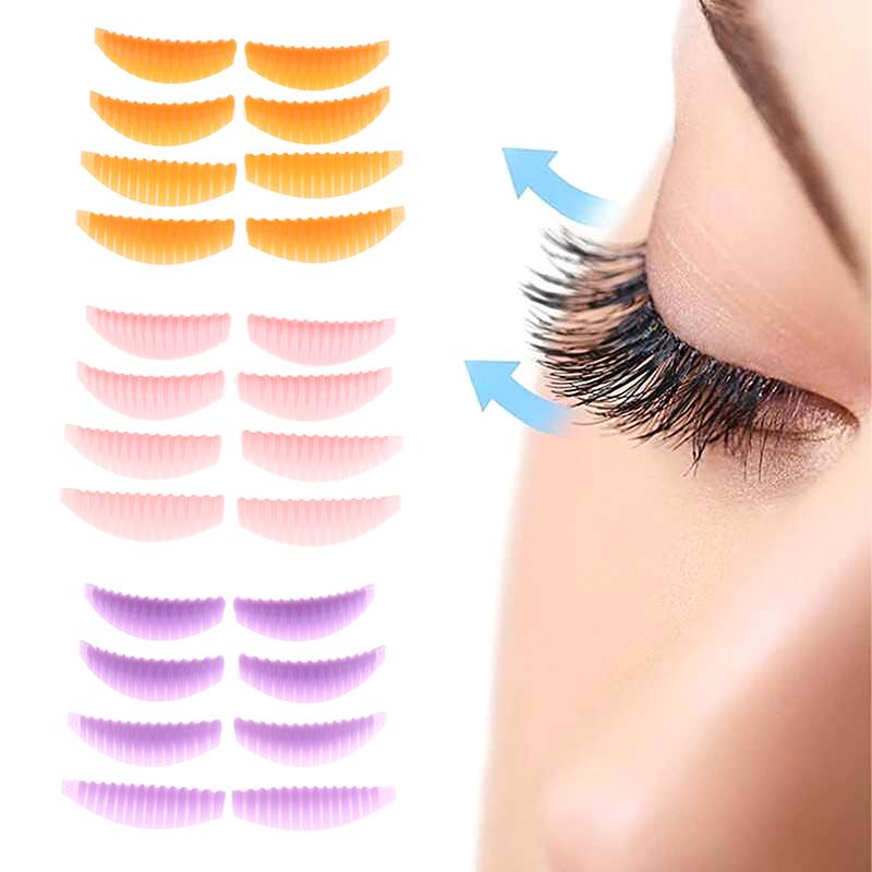 4 Perechi Tampoane Reutilizabile pentru Lifting de Gene Silicon Lamination Pad Tije Permamentare cu Striații Verticale Instrument Machiaj Curler Extensii Gene 3D