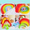 Wooden Ten Layer Rainbow Arch Block Set For Kids Educational Play Toys