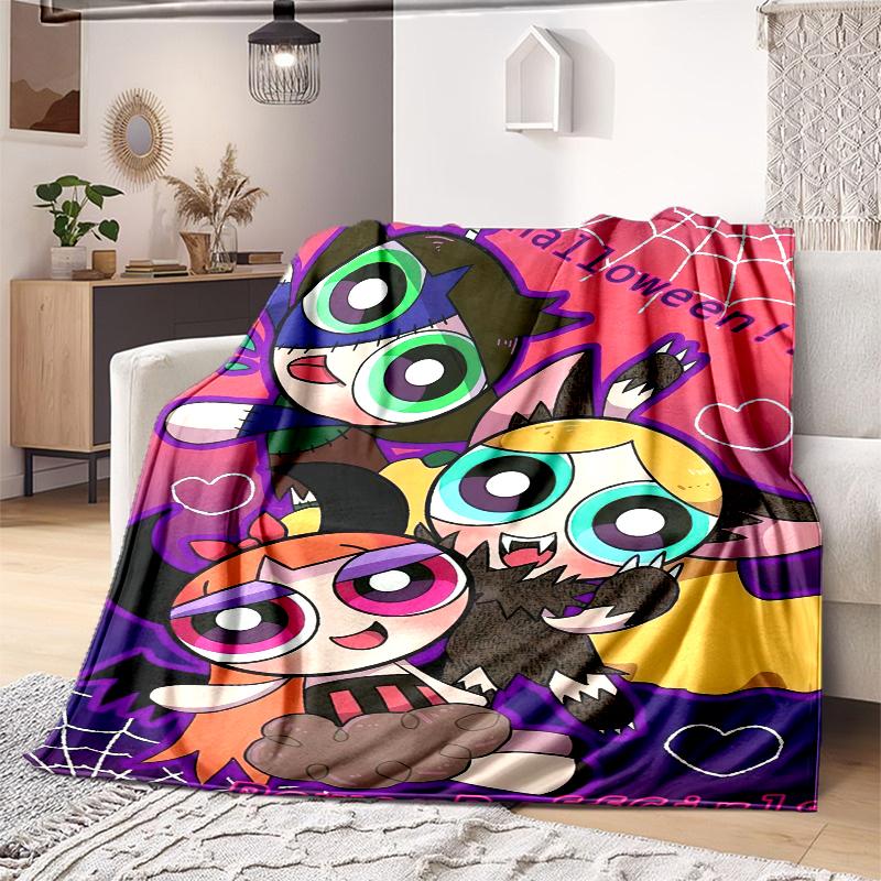 1PC The Powerpuff Girls printed blanket, all season lightweight home office outdoor nap multifunctional blanket A9