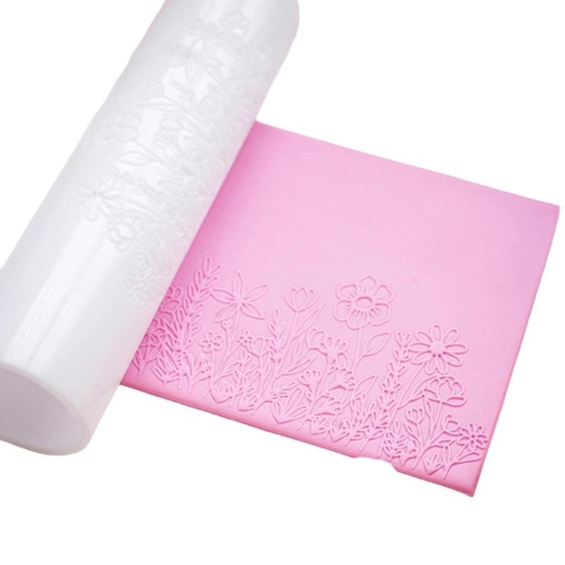 Ergonomic Floral Pattern Clay Embossing Roller For Polymer Jewelry Making Earrings Crafting Supplies Rolling Pin