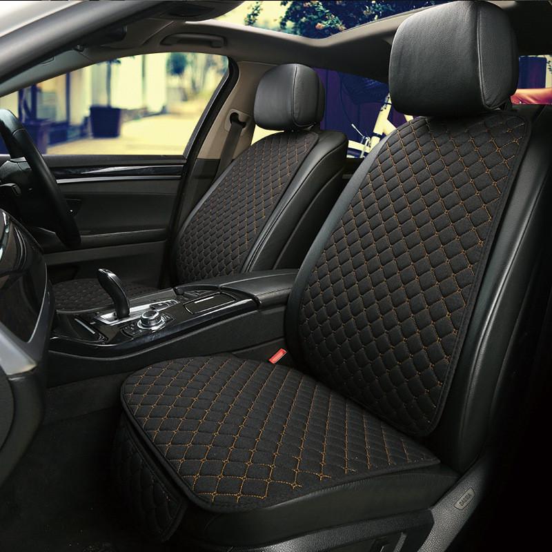 All-Season Breathable Linen Car Seat Cushion Set with Polka Dot Embroidery