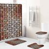 Retro Geometric Bathroom Four-Piece Waterproof Shower Curtain Bedroom Non-Slip Carpet Floor Mat Door Mat