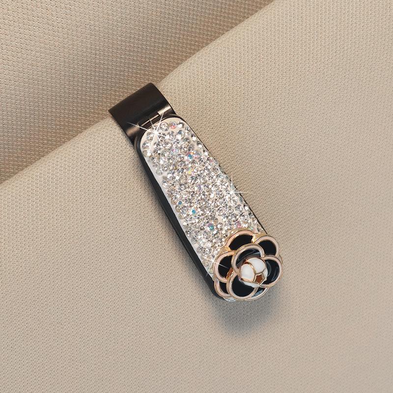 Cute Bow Car Sun Visor Organizer Sunglasses Holder Rhinestone Bracket Portable Sunglasses Crystal Clip Decoration Accessories