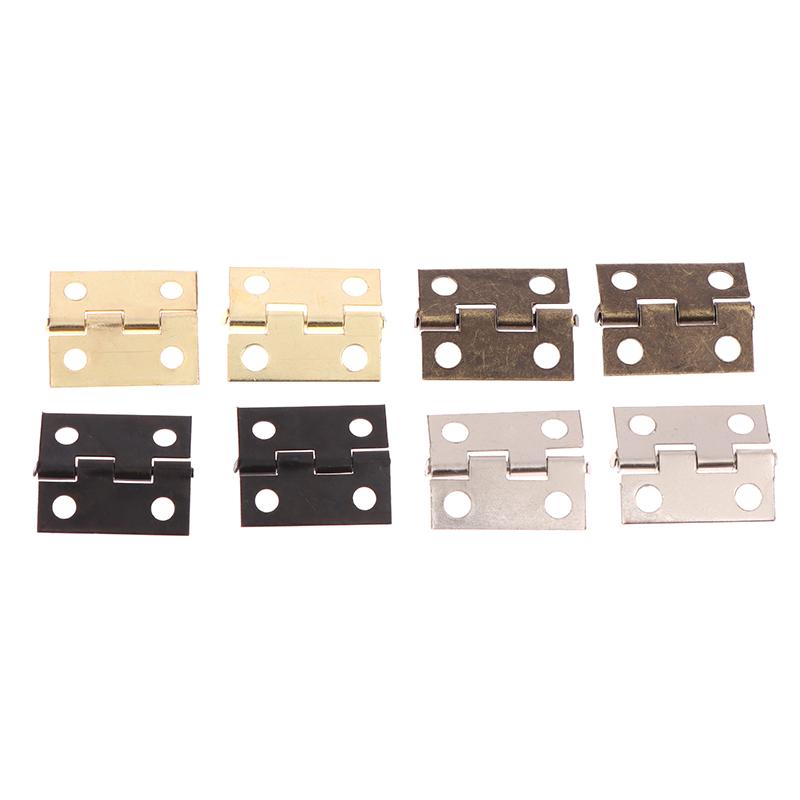 50Pcs/Box Hinges + 200 Screws Iron Gold Silver Black Bronze 4 Holes Durable Furniture Hardware Mini Hinge Decor