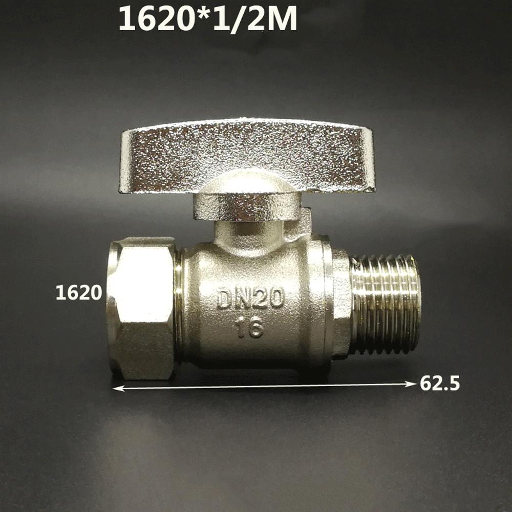 Brass Nickelage DN15 DN20 Male/Female Thread Ball Valve 1216/1418/1620/2025/2632 Pex Pipe Fitting Aluminum Plastic Pipe Fittings