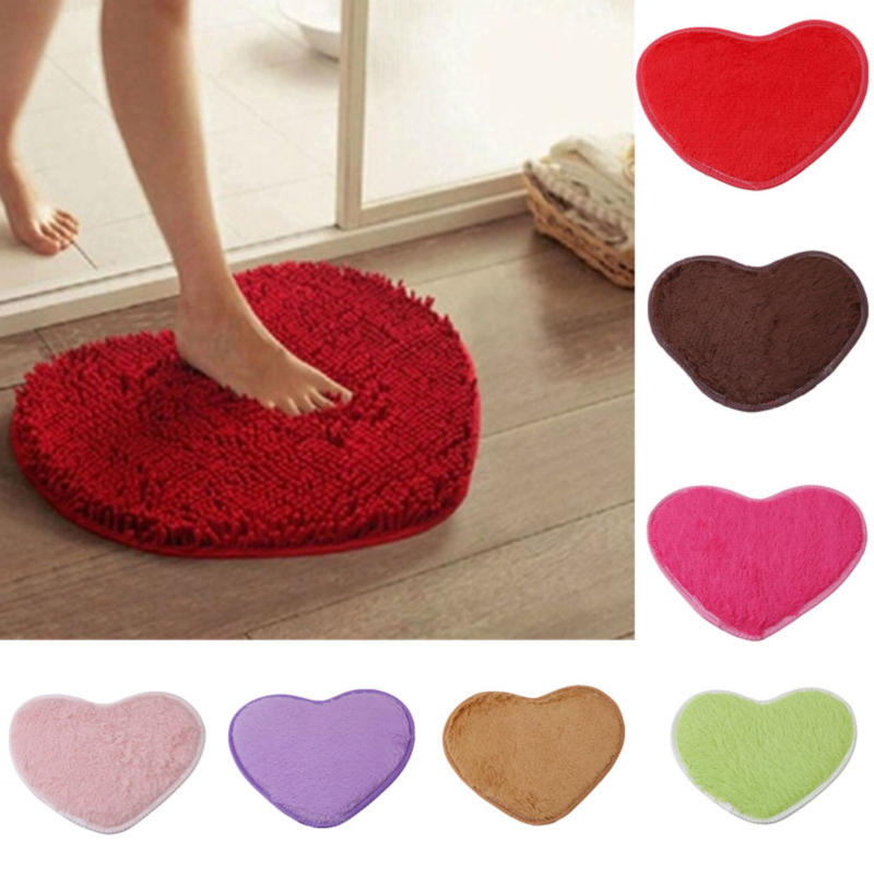 Heart Shaped Rugs Soft Non Slip Doormat Washable Water Absorbent Rugs for Home Entrance Bathroom Shower Floor Decor