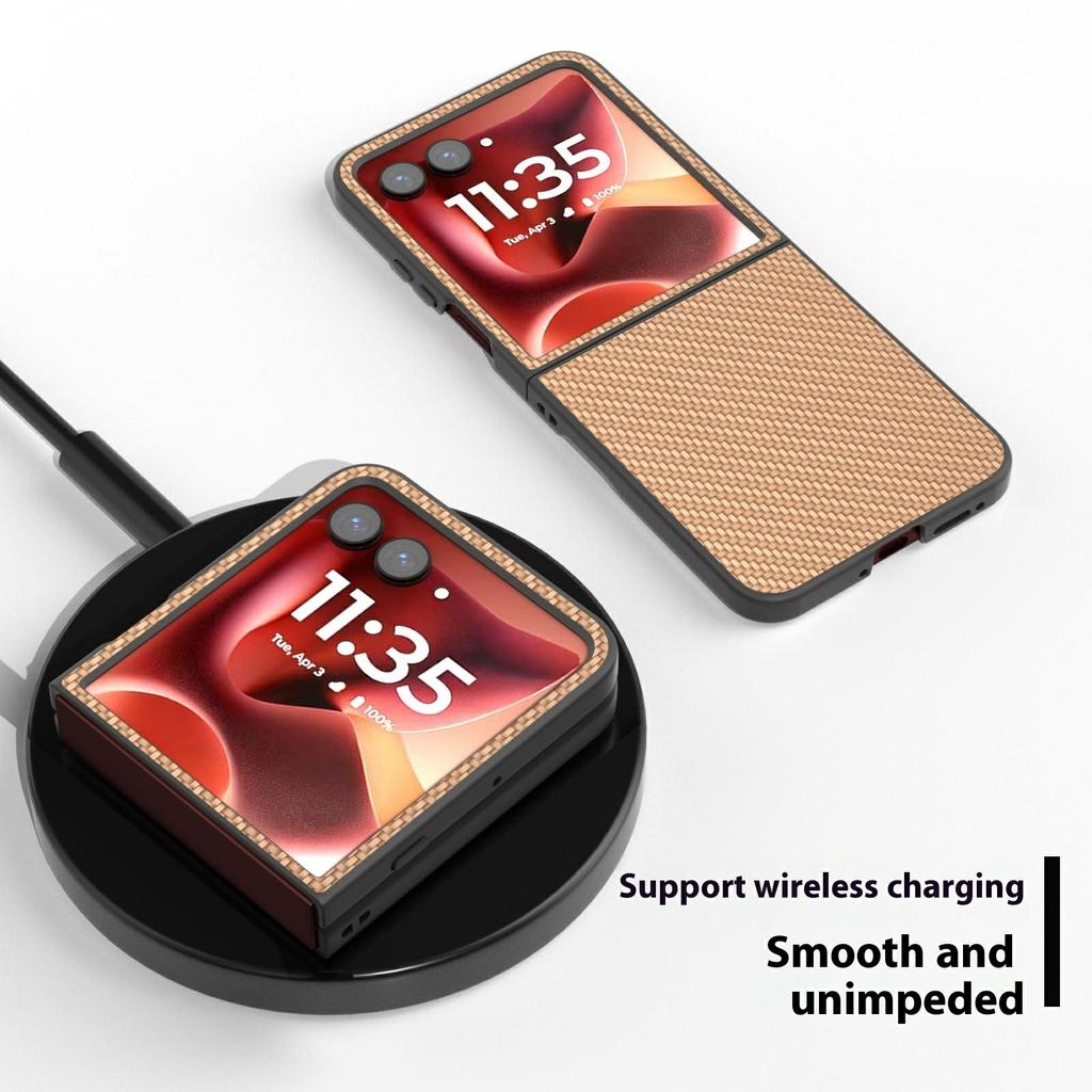 Pro Motorola Razr 60 Ultra 5G Pouzdro PU + PC Kryt telefonu s texturou uhlíkových vláken
