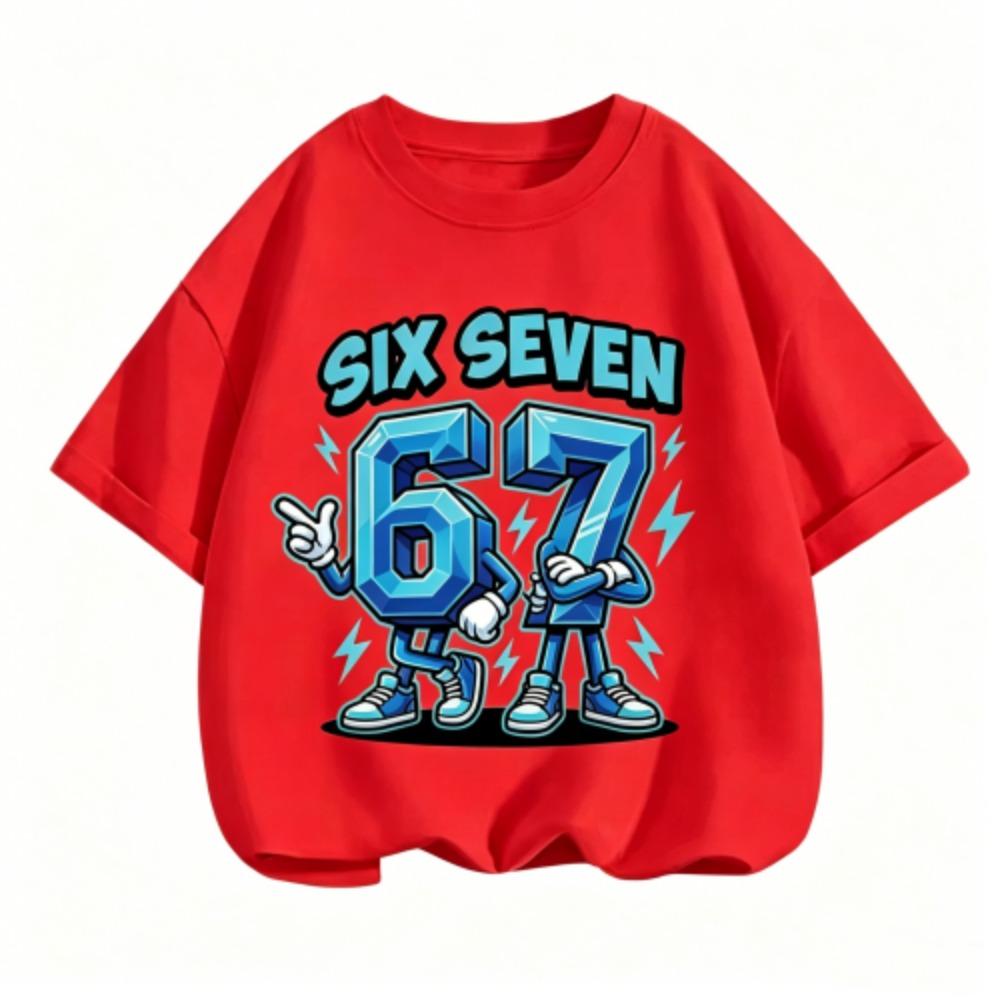 Fashion Letter 67 Brother Funny Printed Kids T-Shirt Casual Boys and Girl Short Sleeve T-shirt Tops Summer Children's Clothes Tees