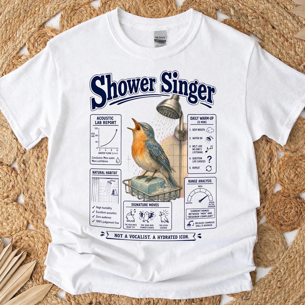 Funny Shower Singer Shirt - Retro Performing Arts Gift - Sarcastic Shower Singer Clothing