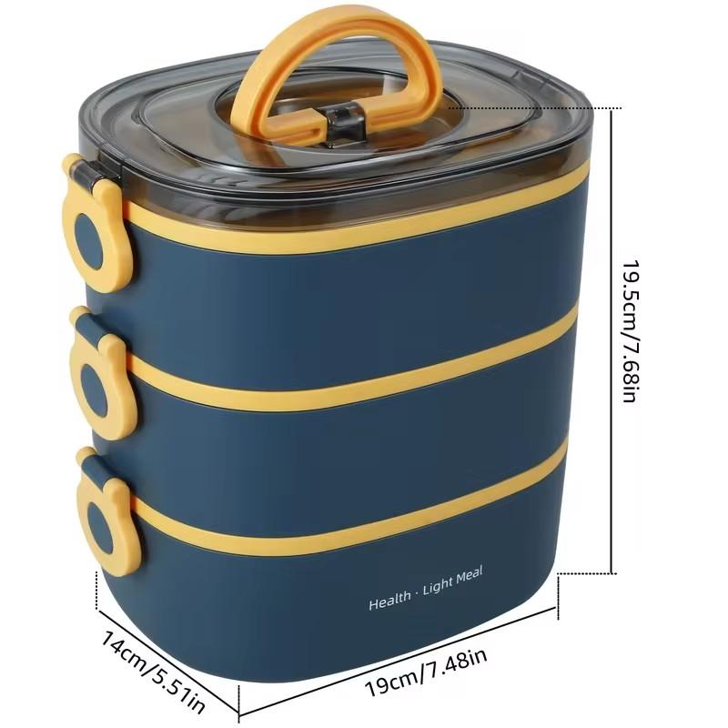 3-Tier 1600ml Kids Lunch Box with Leakproof Design, Microwave-Friendly Bento Container for School, Travel, and Outdoor Use