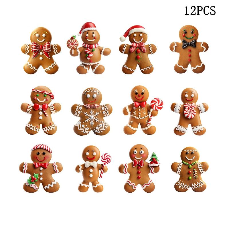 

12/24Pcs Christmas Gingerbread Man Ornaments Xmas Tree Wooden Hanging Pendants 2026 New Year Party Home Decoration Kids Diy Gift 12pcs