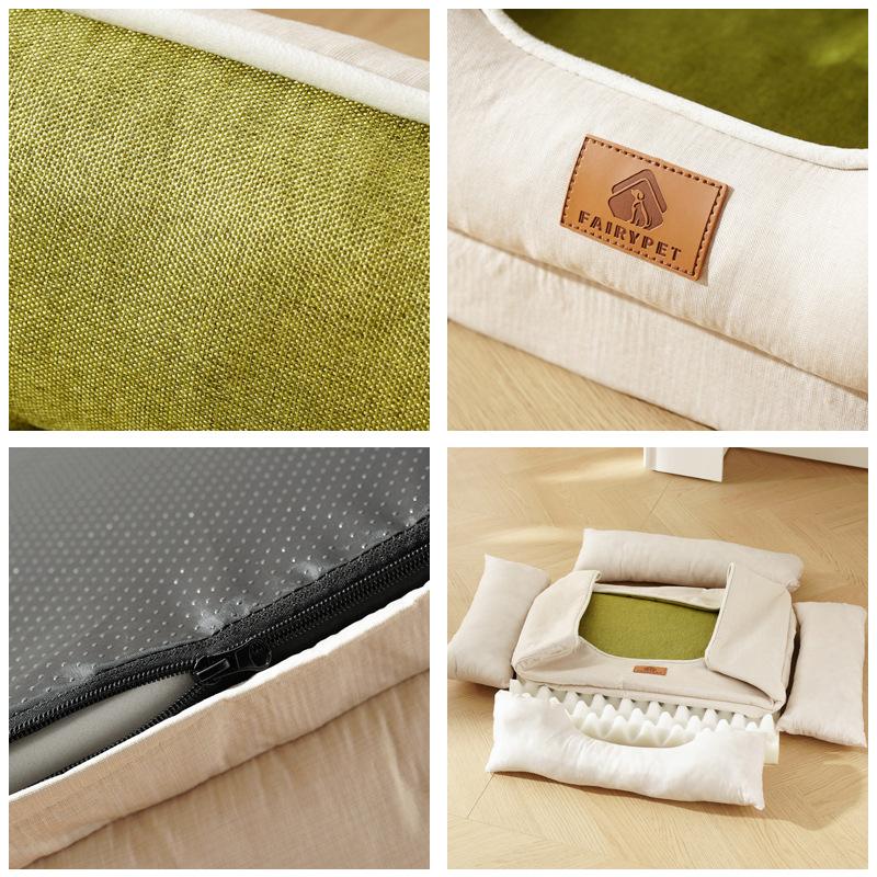 Dog Bed Autumn Winter Thickening Warmth Square Dog Sofa Beds Soft Removable Wave Sponge Pad Pet Dogs Accessories